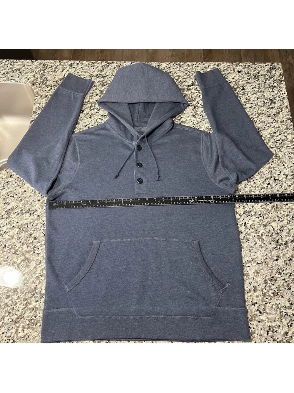 J Crew Hoodie L Henley Blue